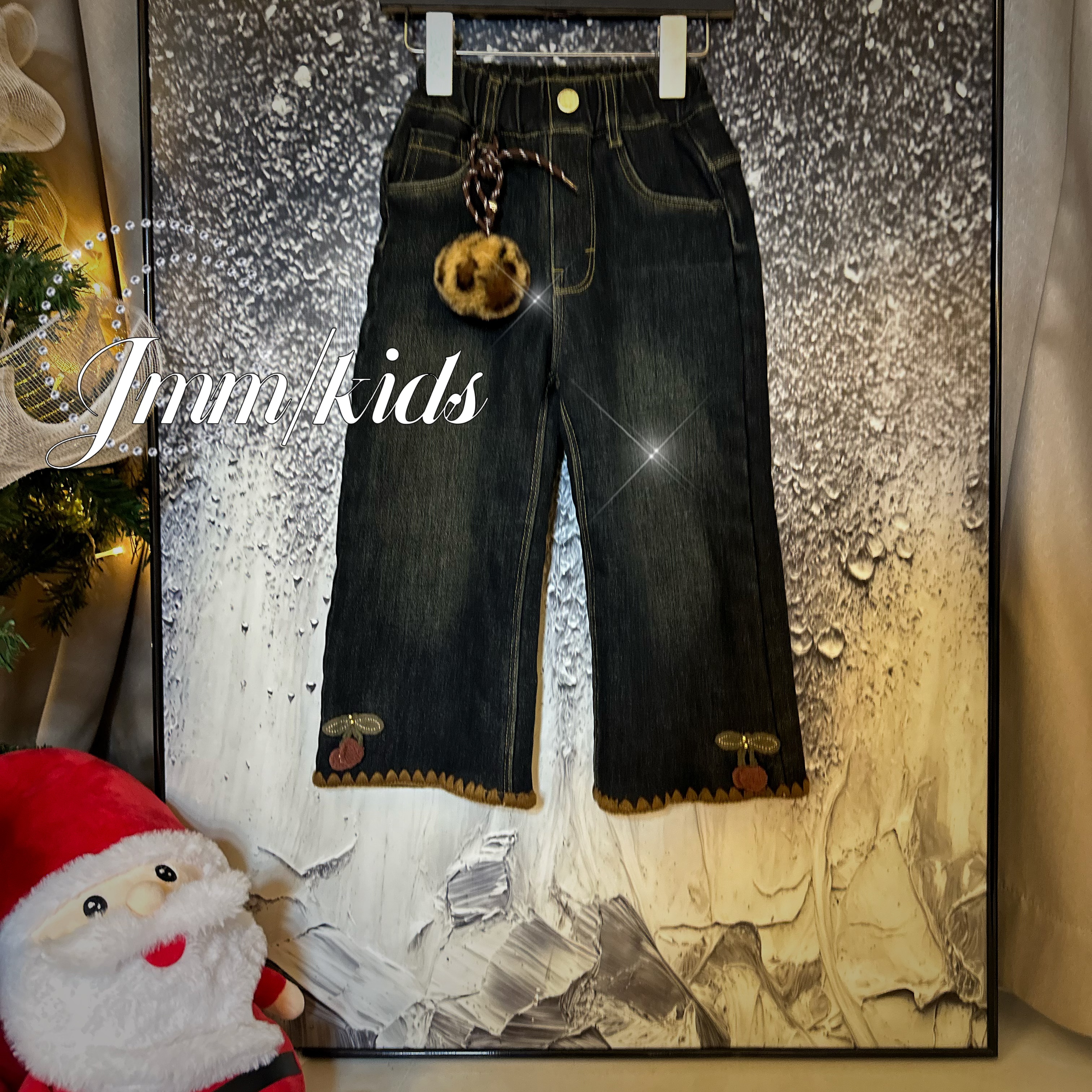 单品-裤黑毛妮 C042女童牛仔裤宝宝休闲直筒长裤