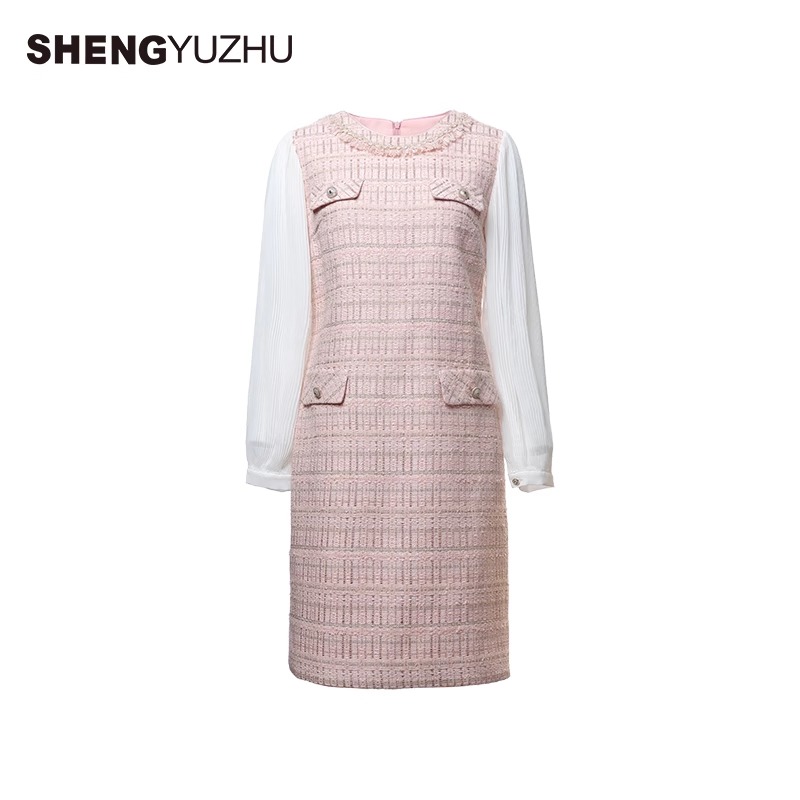 声雨竹官方旗舰店2024年秋季新款连衣裙女商场同款长袖短裙A字裙