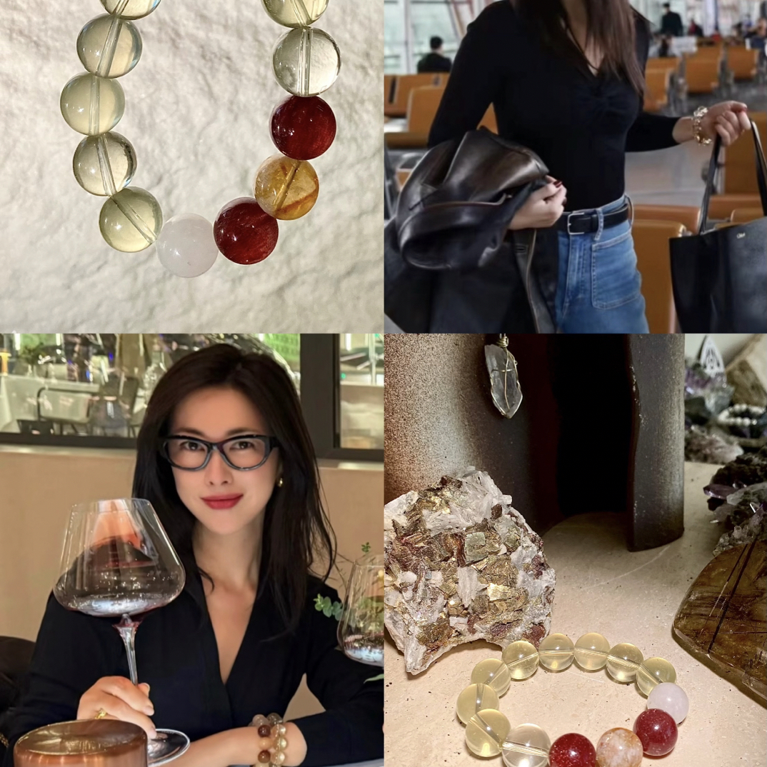 手链 朱珠同款晶体巴西柠檬黄水车厘子草莓胶花说出