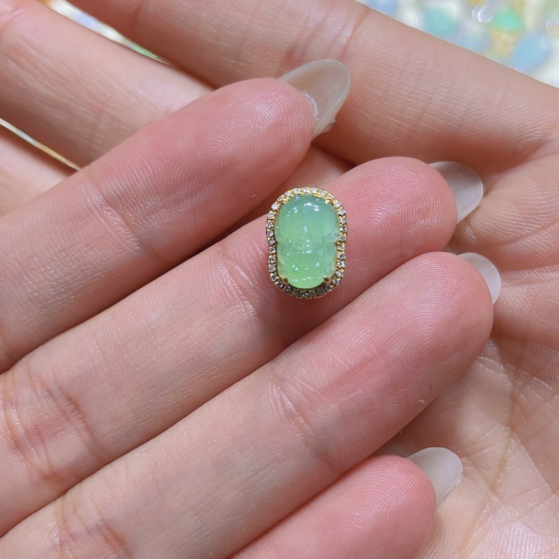 翡翠吊坠(不含链)18K金镶嵌-***c