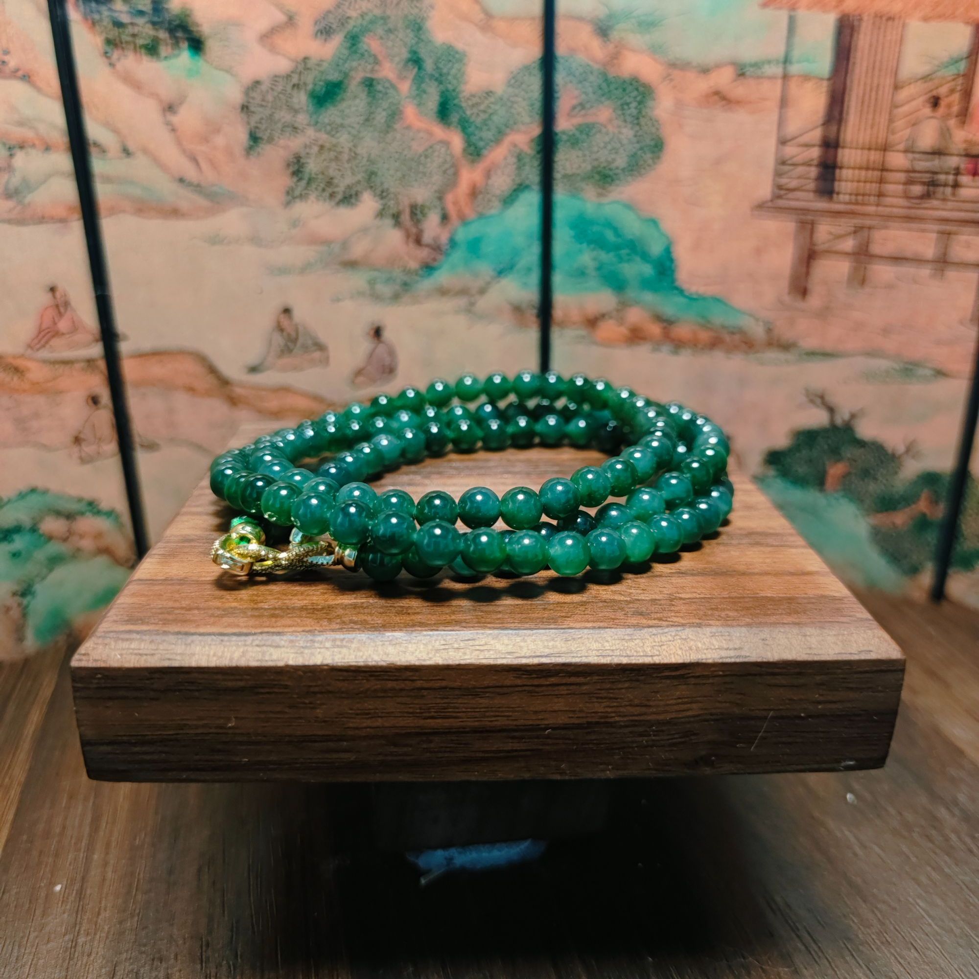 R和田玉碧玉圆珠项链1861