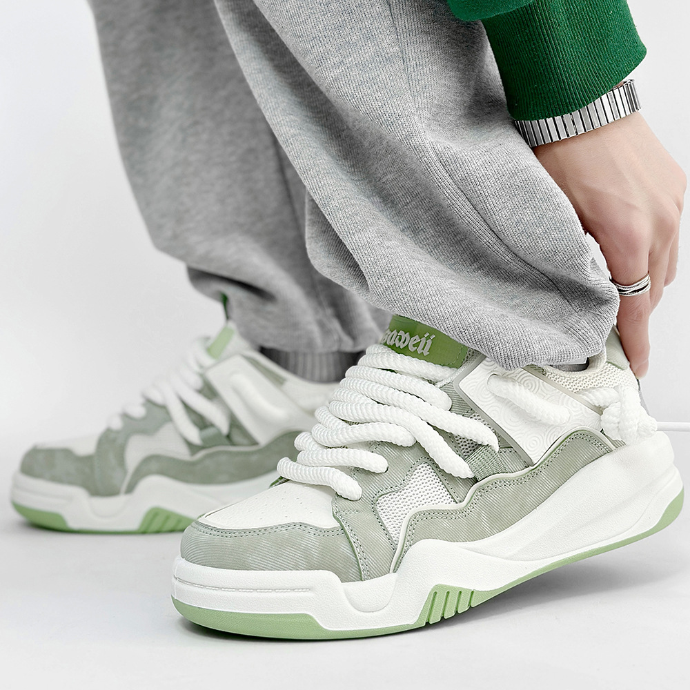 2024春季新款男鞋潮牌厚底小白鞋运动透气百搭松糕跟低帮圆头SWA0