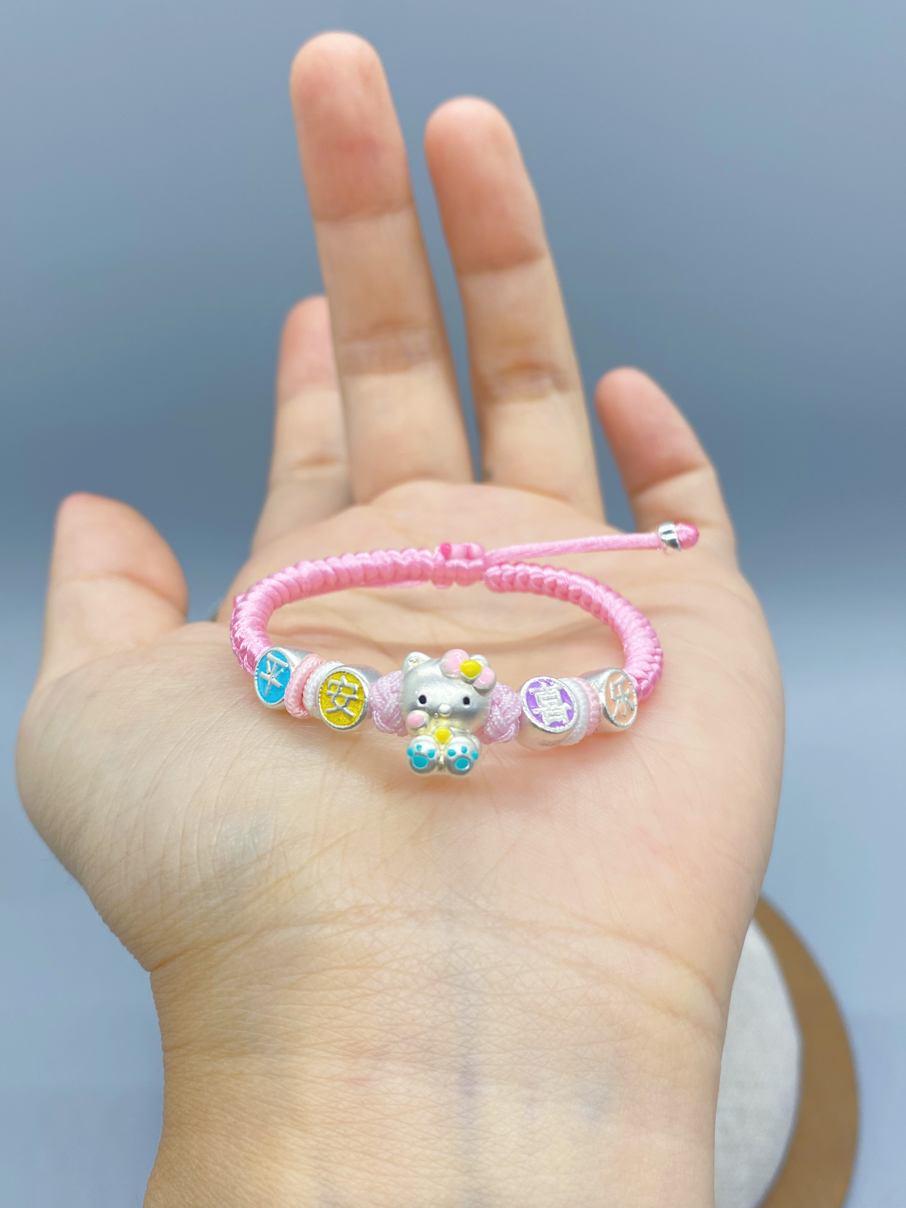 吊坠足银 【壹家银店】足银儿童平安喜乐手编绳