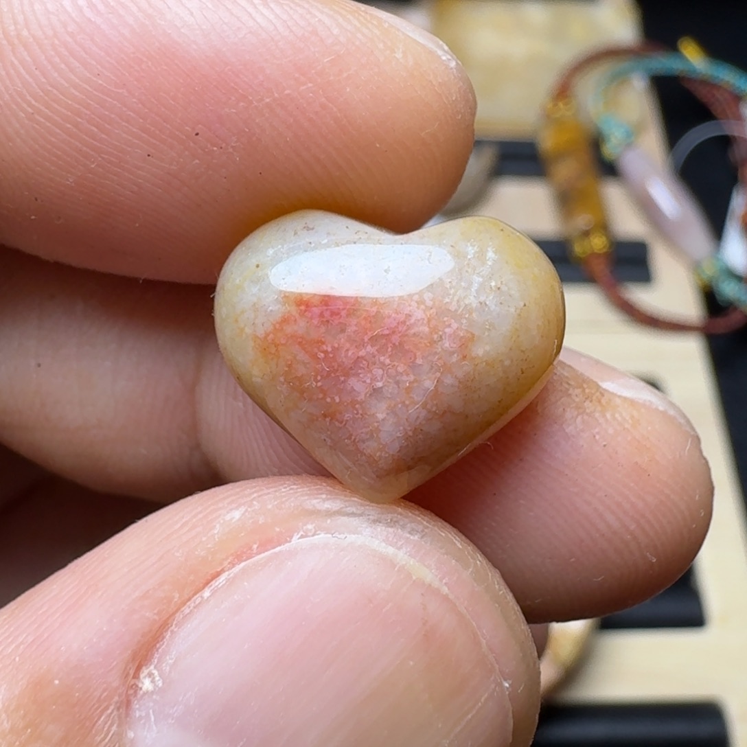 开***心硅化玉纯天然色有机玉石保真色未镶嵌补差价