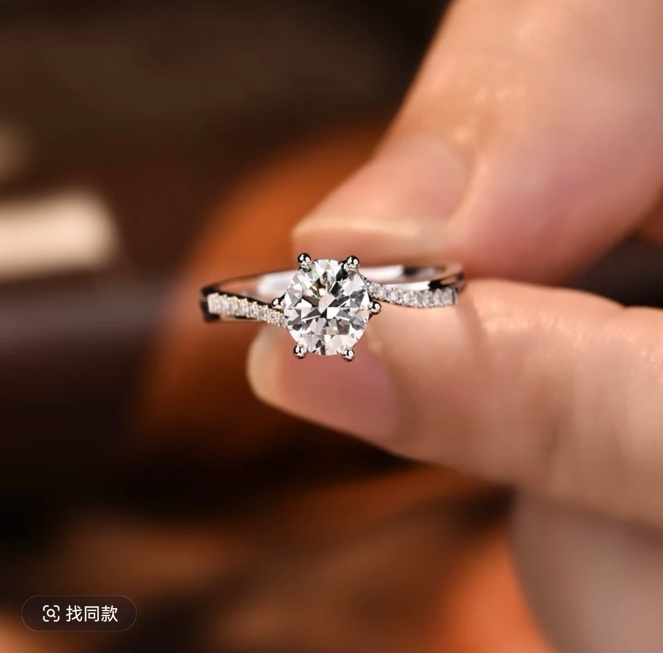 【南非优品】DIY 1.0CT 扭臂微镶雪花女戒气质