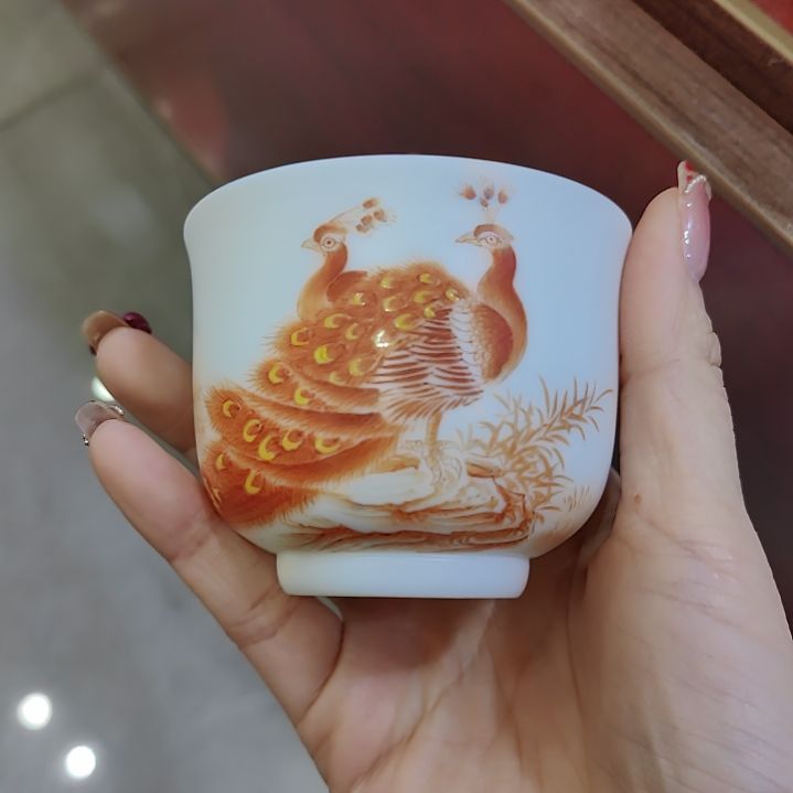 瓷片手绘手工制作手工白玉