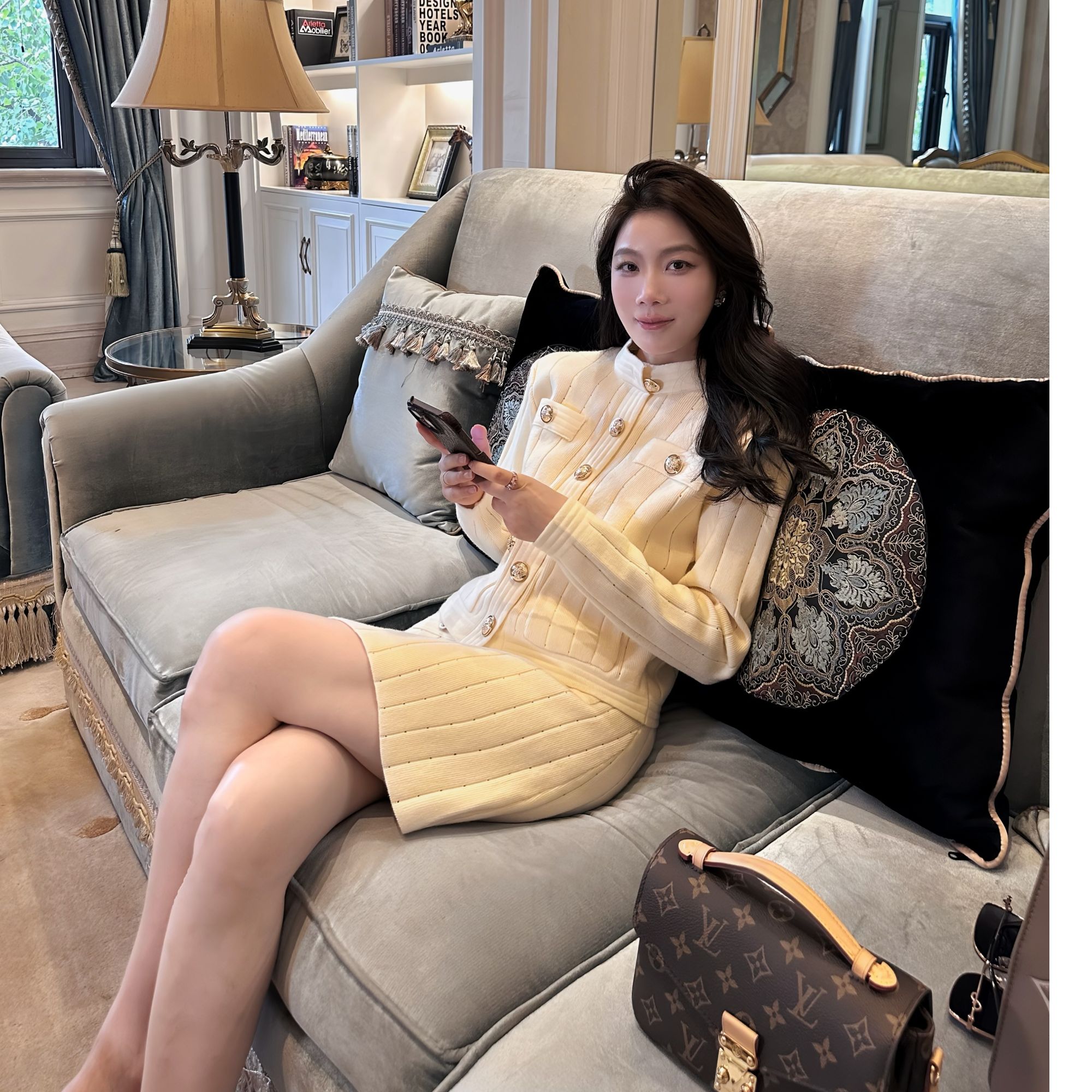 FAFA STUDIO巴尔曼厚款套装千金风休闲风时尚套装百搭蕾丝长款秋.