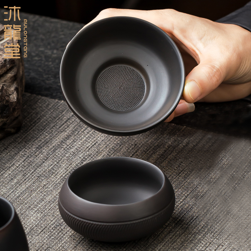 紫陶茶滤茶漏陶瓷过滤网茶叶滤茶器全瓷茶漏斗手工家用创意漏斗