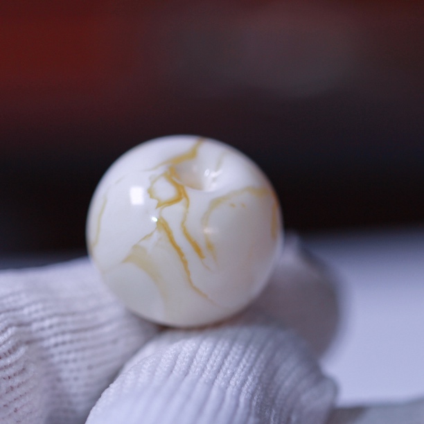 【19.6mm】俄料无优化·漆瓷白·浓白蜡墩子老型珠单颗配珠顶珠锁骨珠