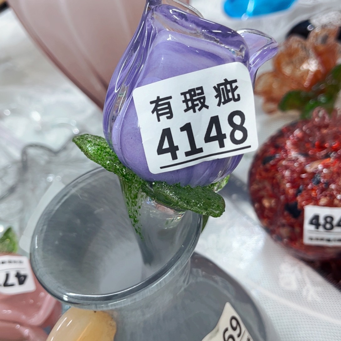 玫瑰4148 家悦美居琉璃摆件短杆