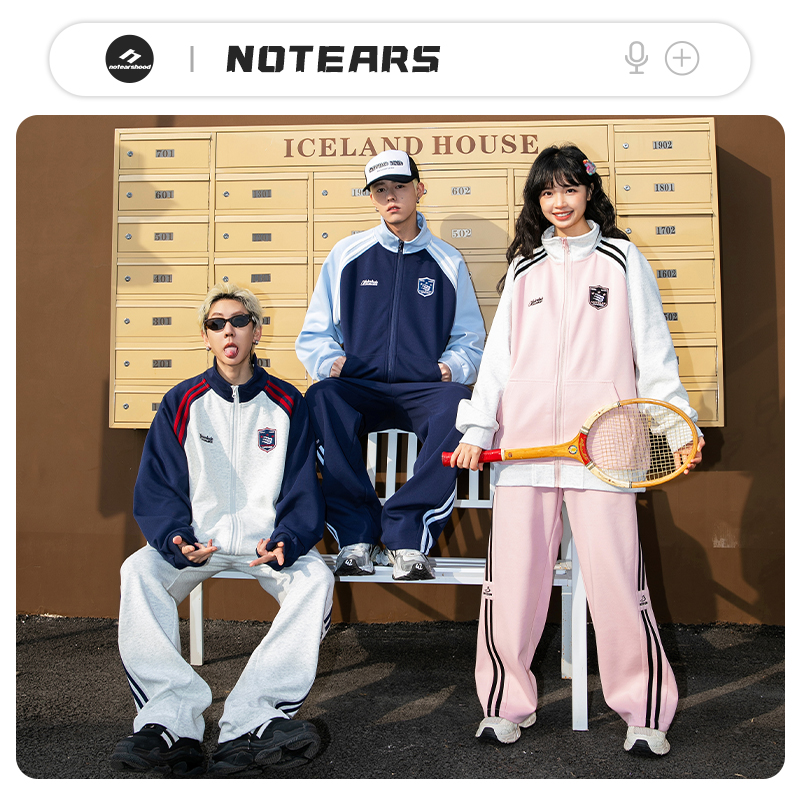 NOTEARS/没有眼泪 早春新款学院风美式卫衣休闲套装情侣同款TZ50