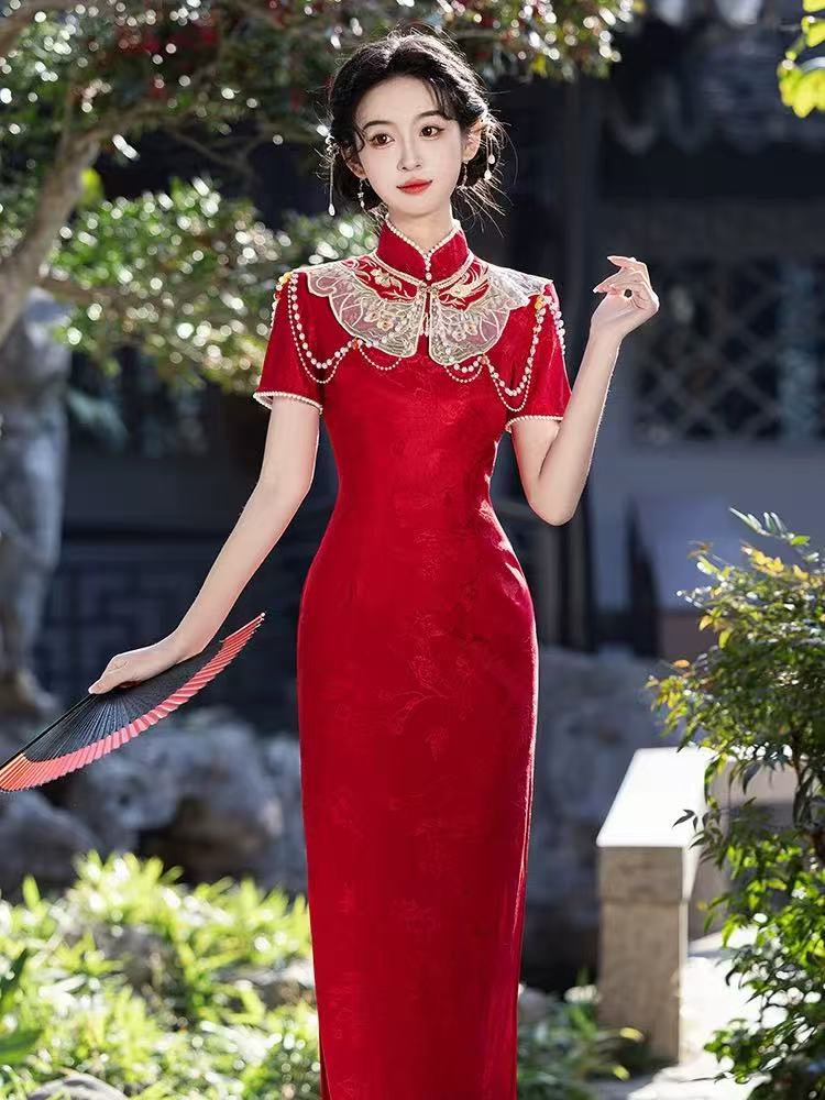 SYH红色订婚旗袍女新中式夏季性感日常旗袍新款改良年轻款118