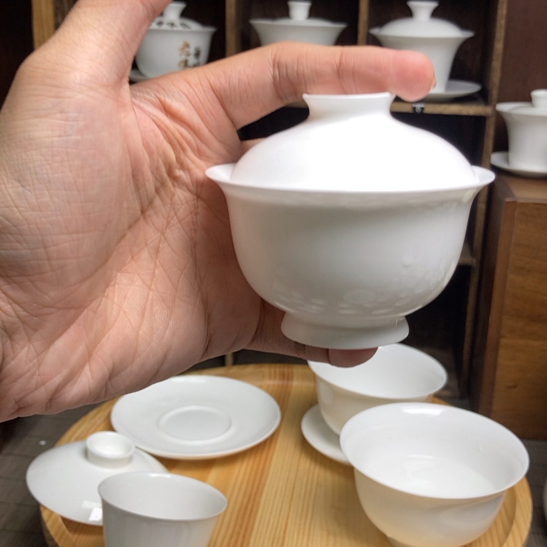 骨瓷布袋盖碗100新款