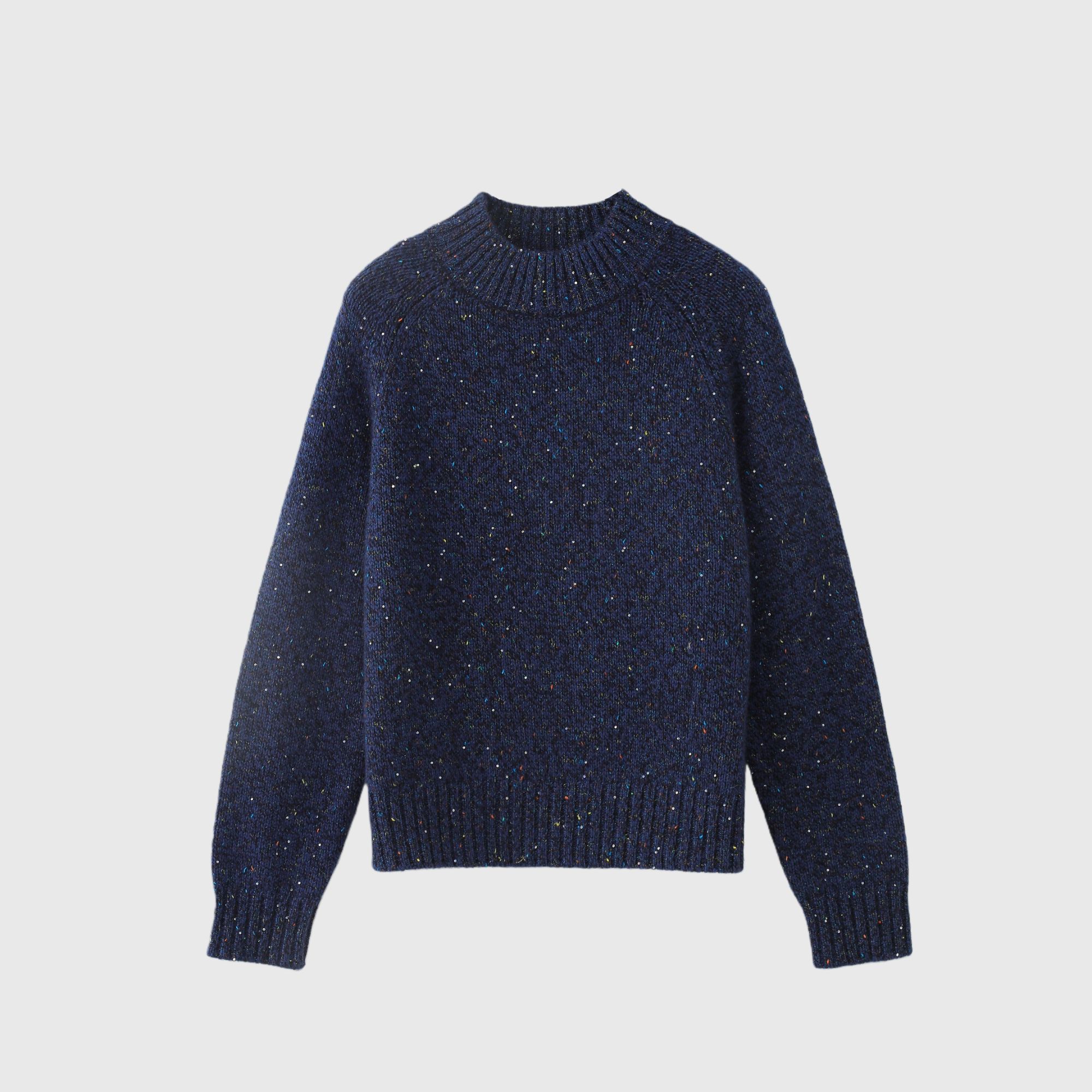 [羊绒+羊毛]秋冬新款中领插肩袖针织套头衫修身百搭气质优雅