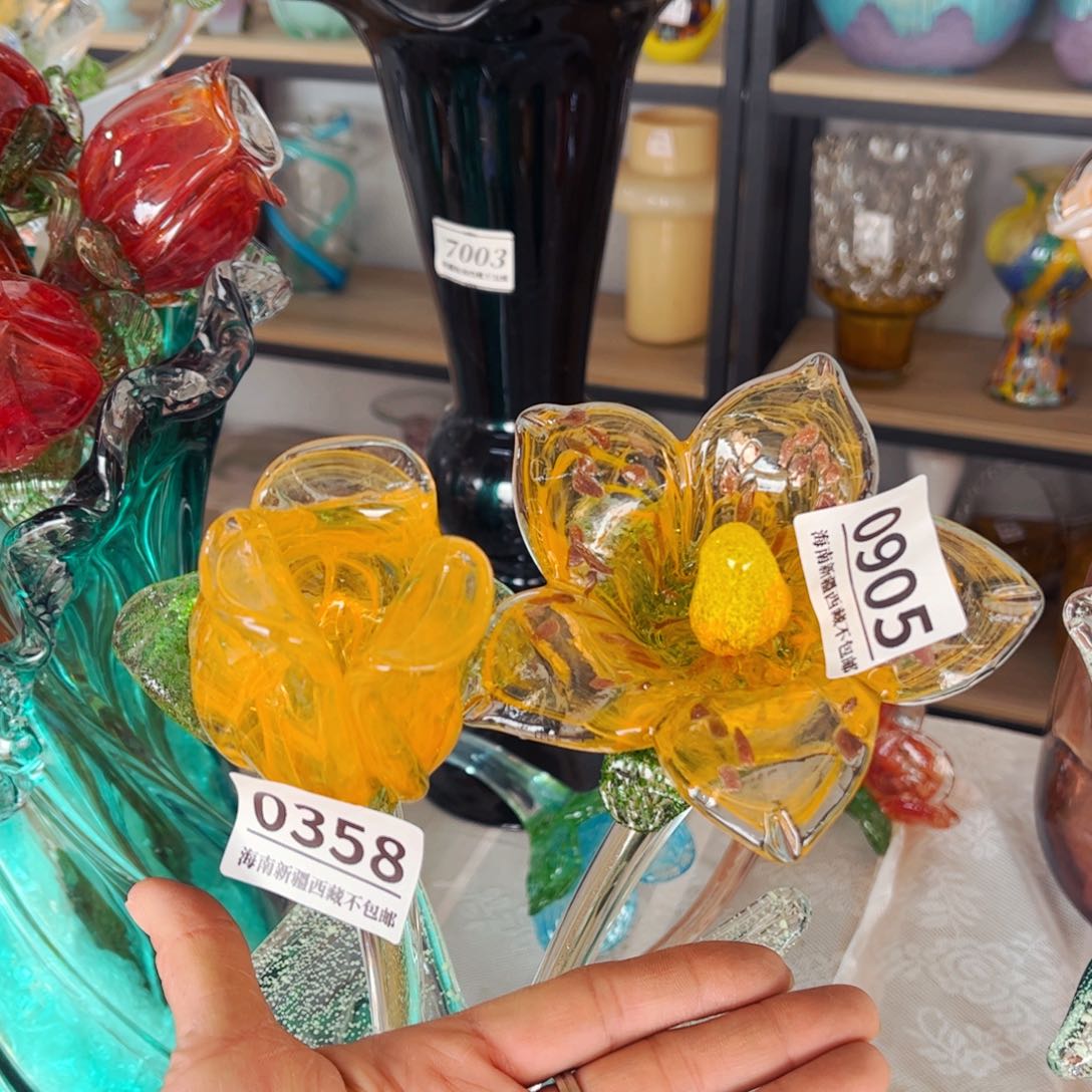 琉璃花两支0358 0905 花瓶摆件