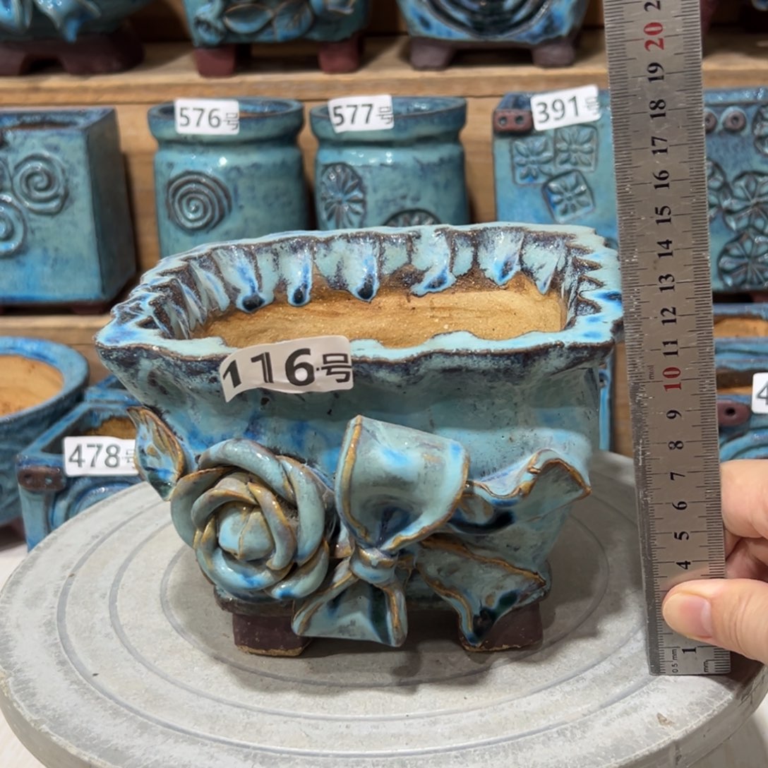 纯手工粗陶花盆，内口15