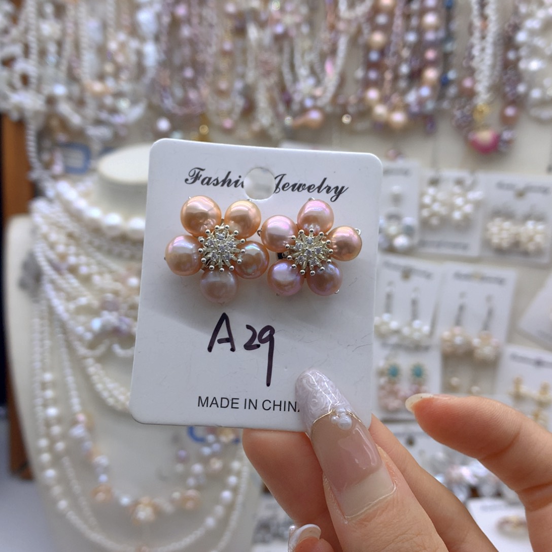 合金淡水珍珠耳饰项链