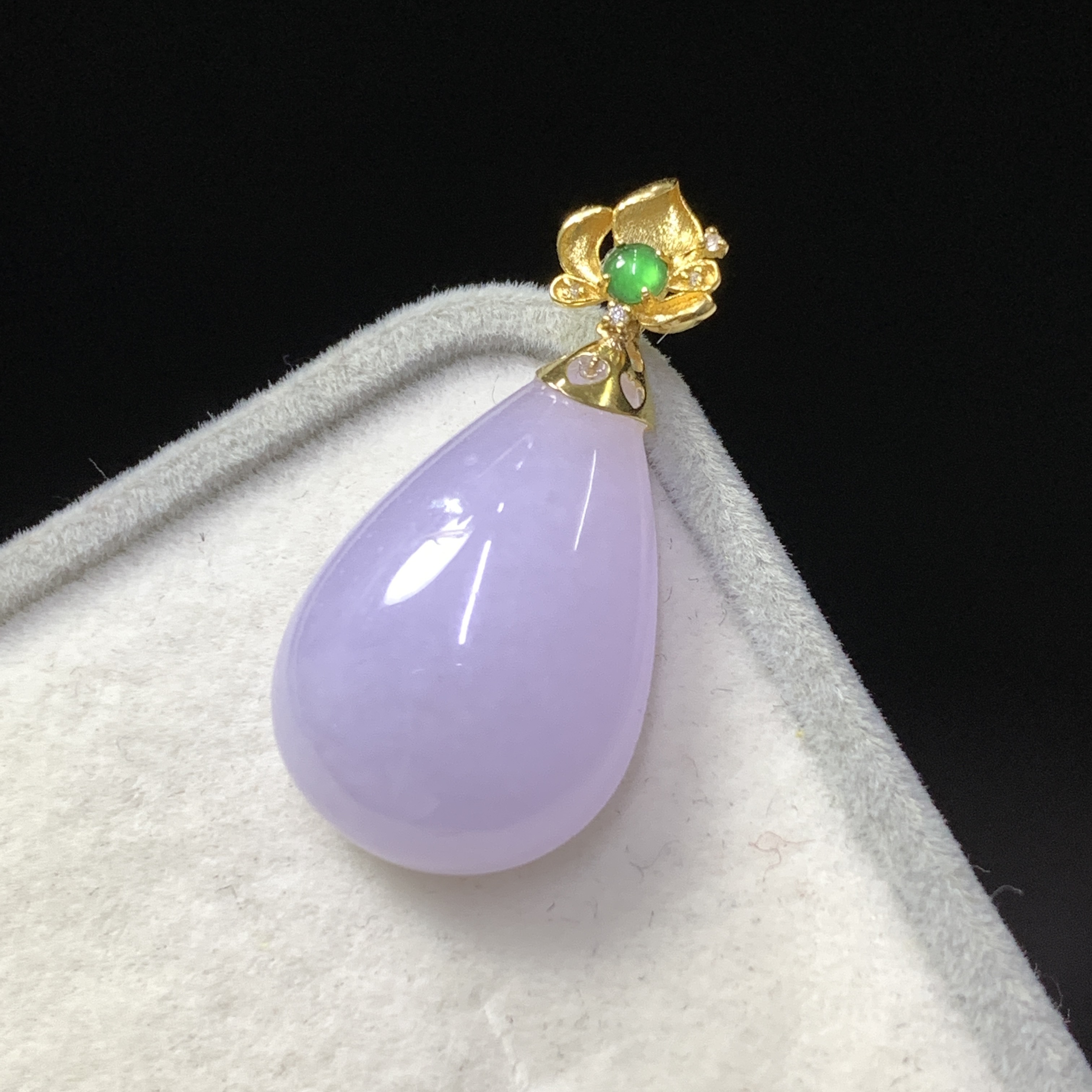 【金鑫】18k红春紫罗兰水滴吊坠*老种红春紫水滴缅甸翡翠A货不含链