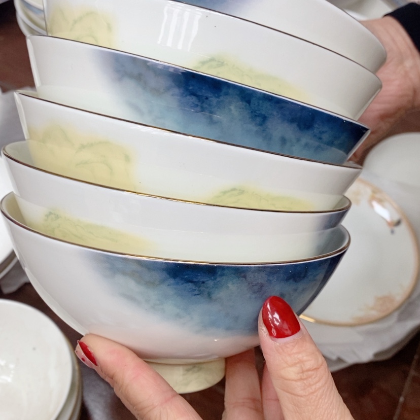 【闪购商品】钛合金山水相逢6寸面碗6个