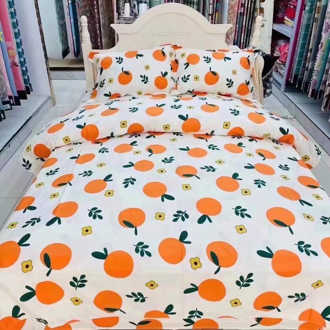 《全棉斜纹柔光棉》柿柿如意浅纯棉面料床单被罩四件套全棉
