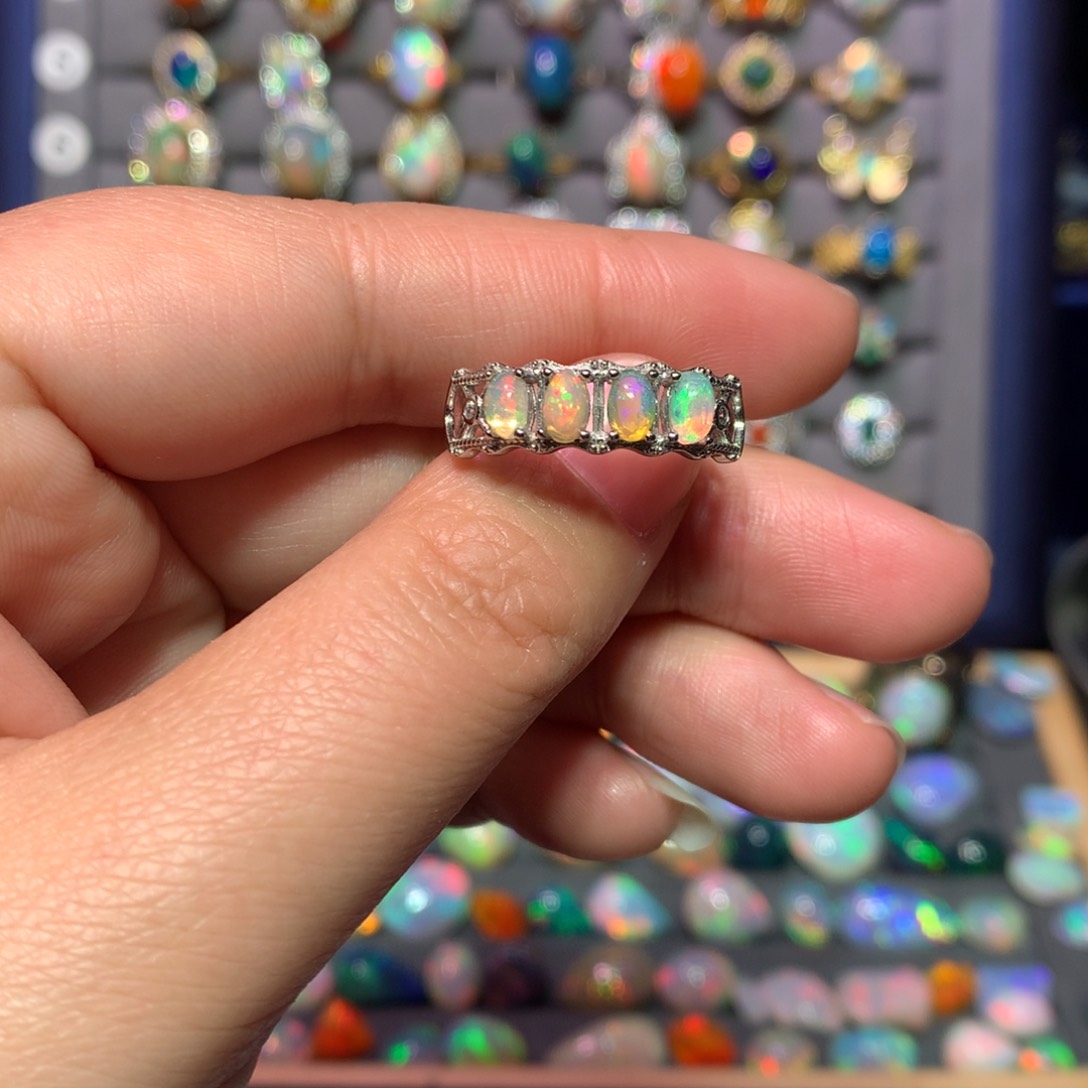 欧泊戒指款式银S925镶嵌