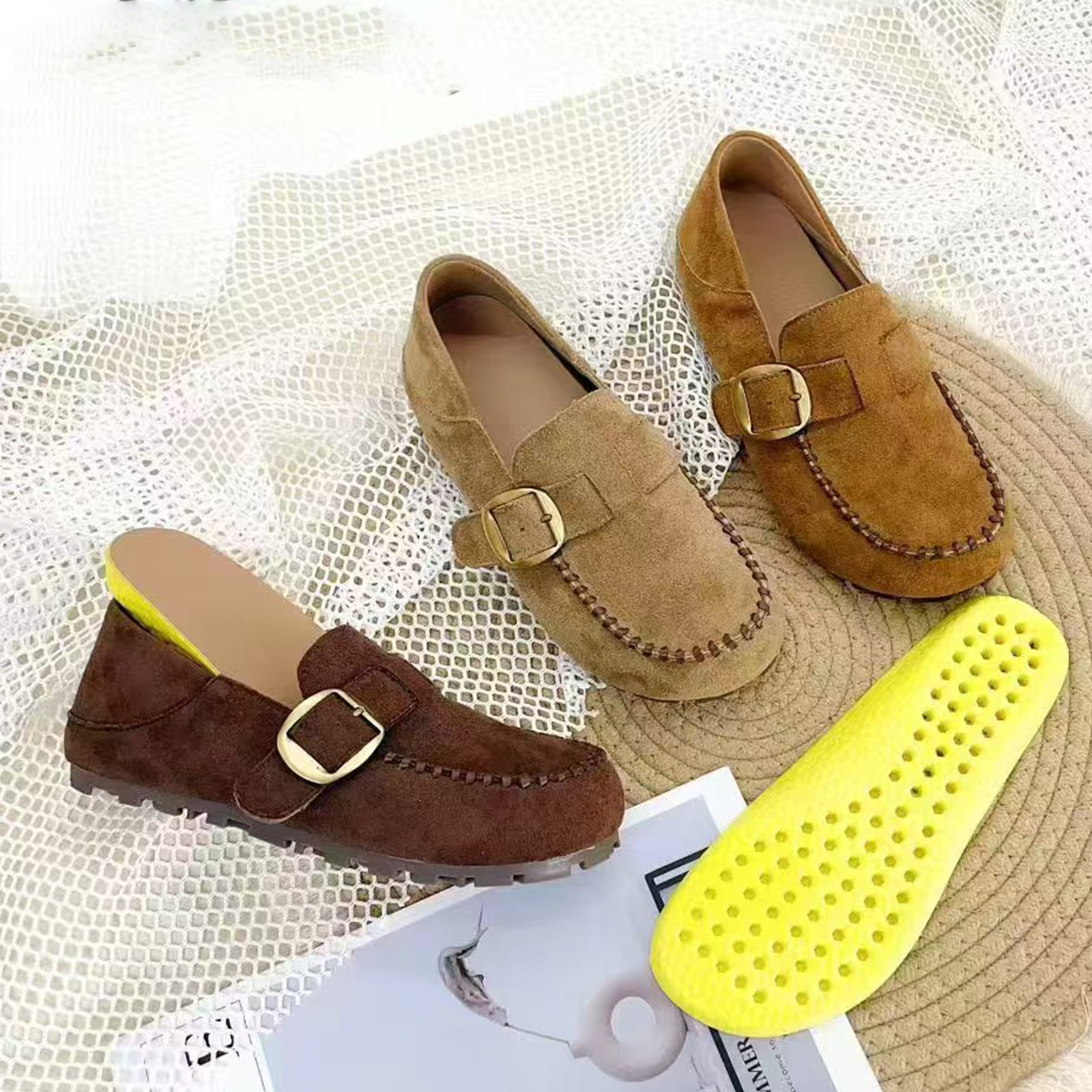 秋季圆头一脚蹬学院风时尚休闲鞋皮鞋平底鞋