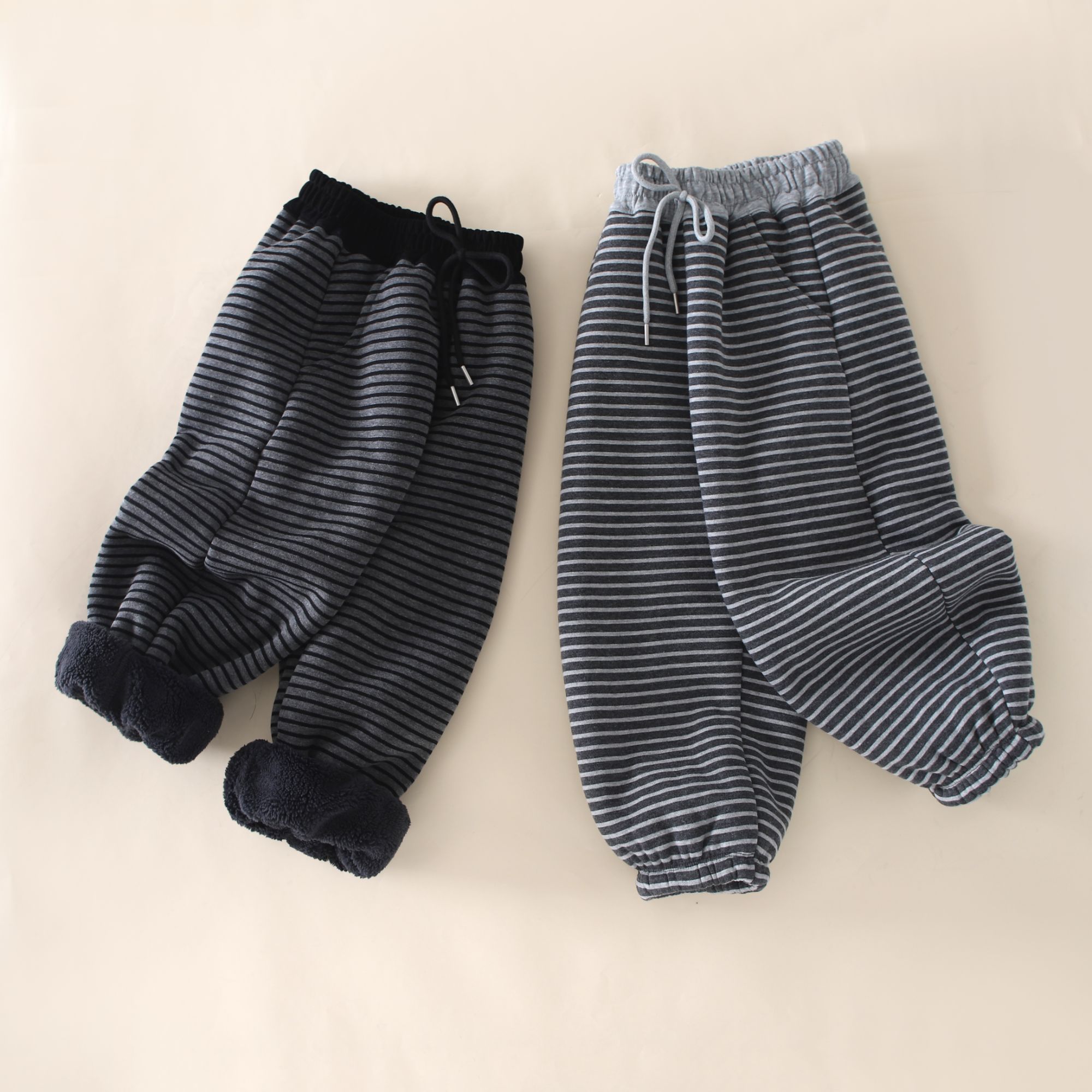 【800克加厚葵花绒】条纹运动裤宽松舒适皮筋口保暖-亲萌鱼-8849