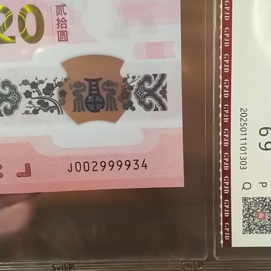 塑料蛇纪念钞 002999934 评级