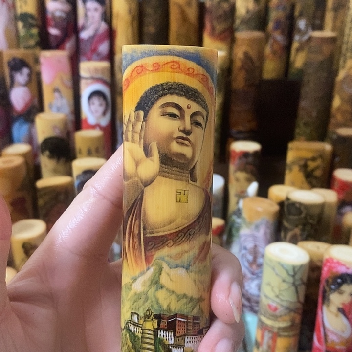 三***行实心玉竹文玩手把件