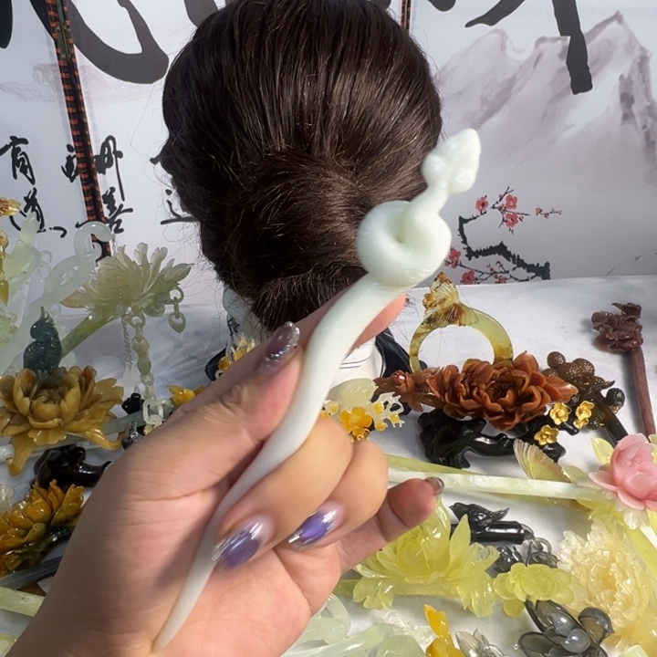 未镶嵌蛇纹石玉发饰