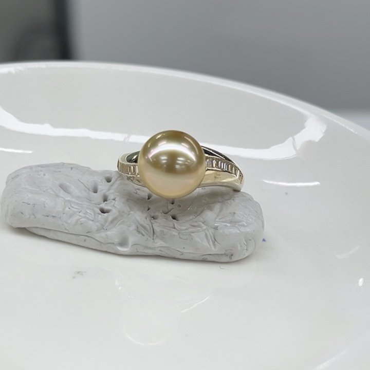 银S925镶嵌戒圈海水珍珠10-11