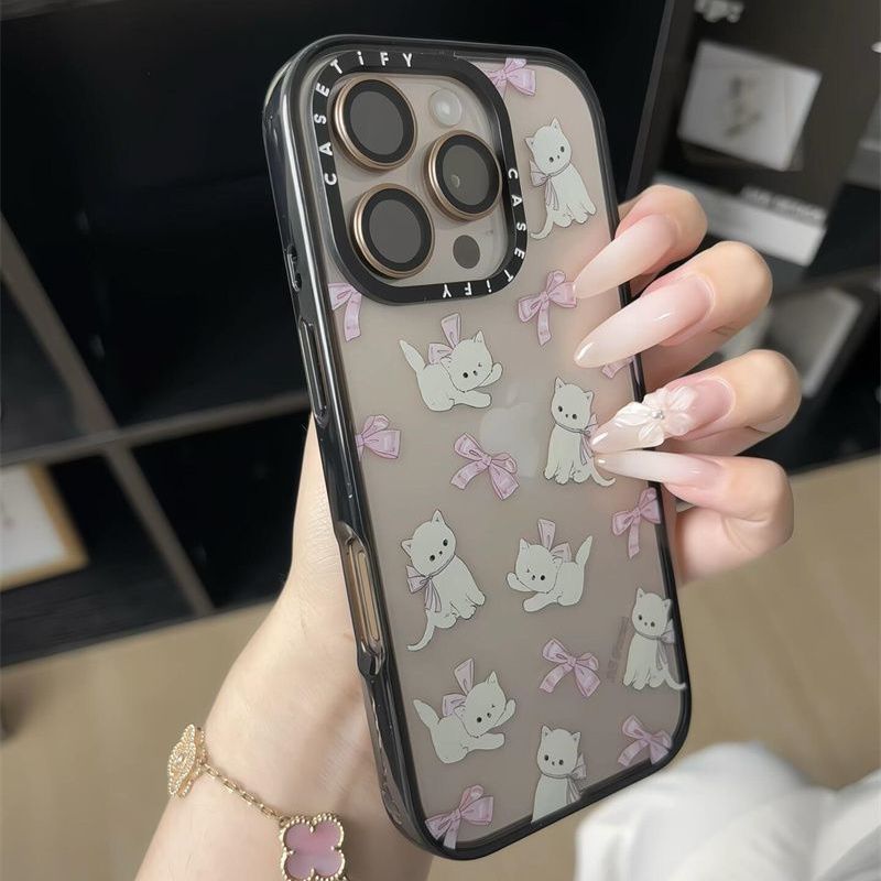 CASE蝴蝶结猫咪手机壳16promax苹果15少女13可爱12卡通11潮14透明