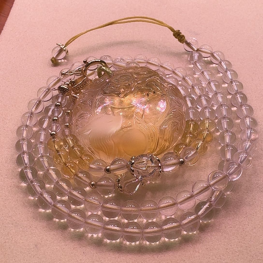 水晶颈饰未镶嵌天然水晶狐狐吊坠