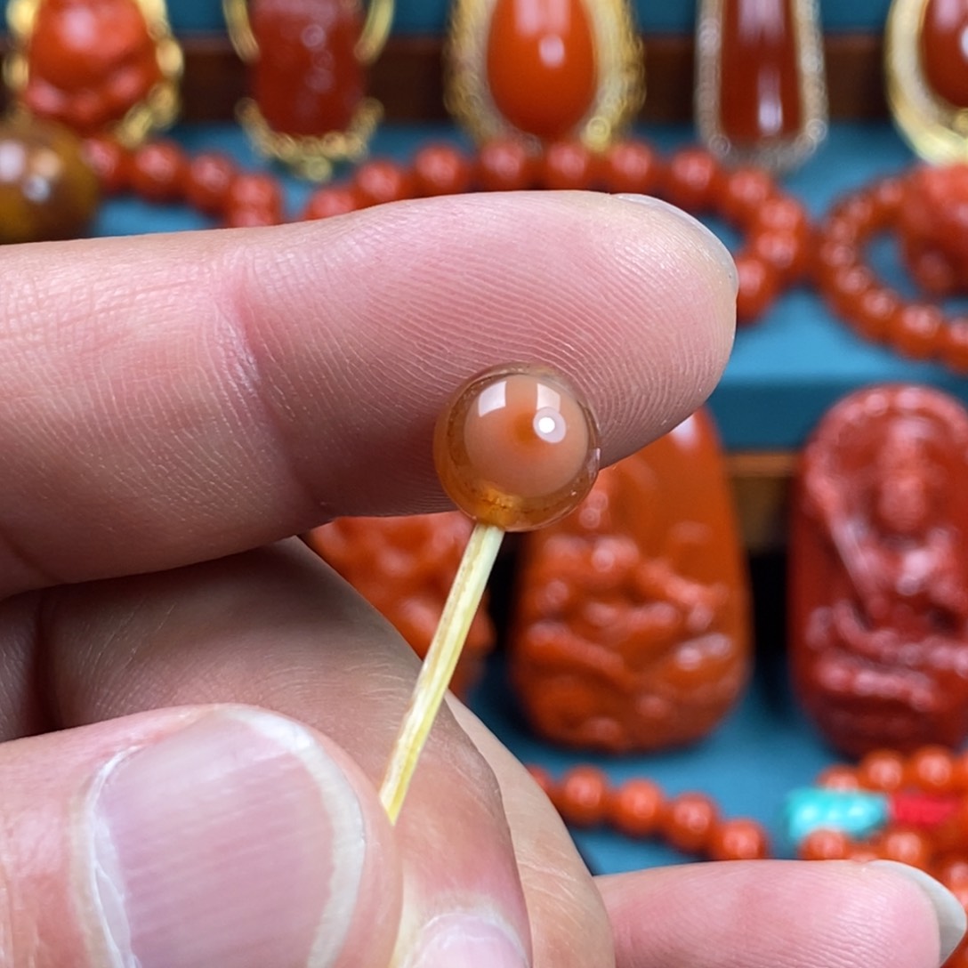 南红玛瑙保山南红天眼配珠9+未镶嵌