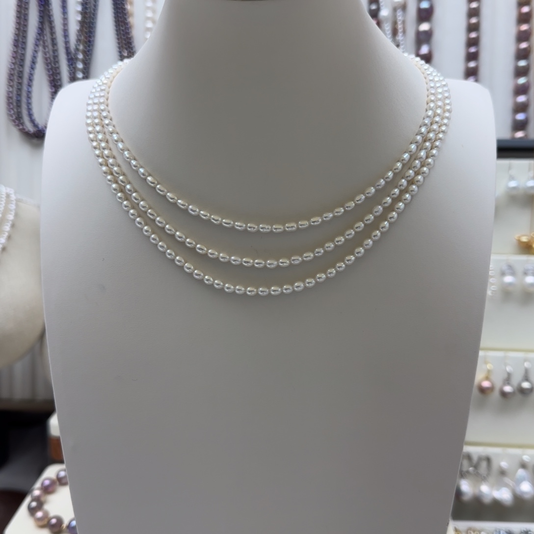 项链银S925镶嵌淡水珍珠