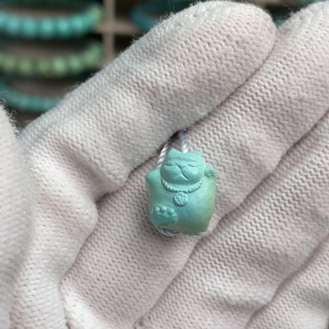 绿松石未镶嵌炫彩肉肉猫26