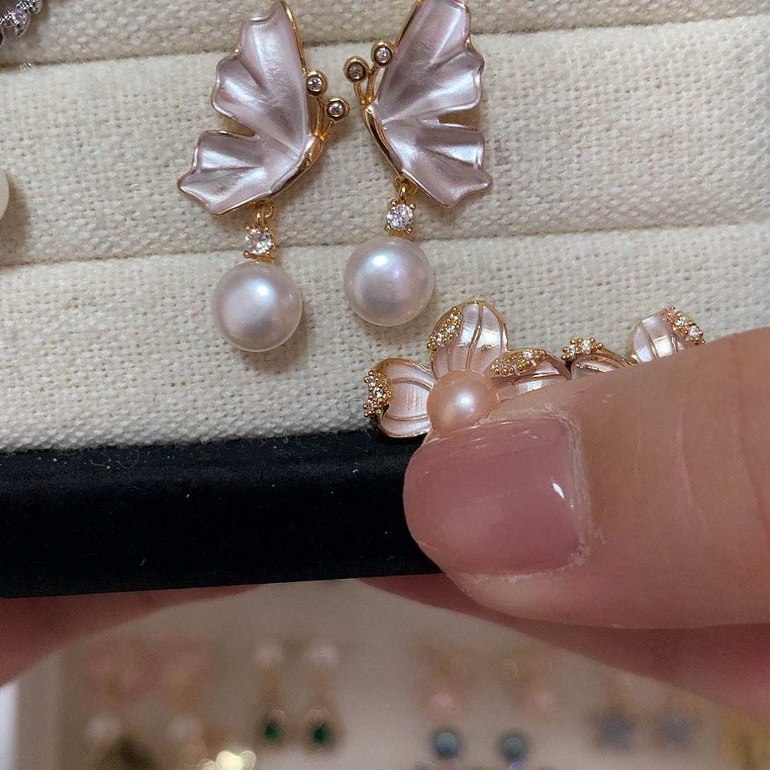 淡水珍珠耳饰合金