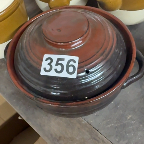 泥塑磁州窑土砂锅一只口径21