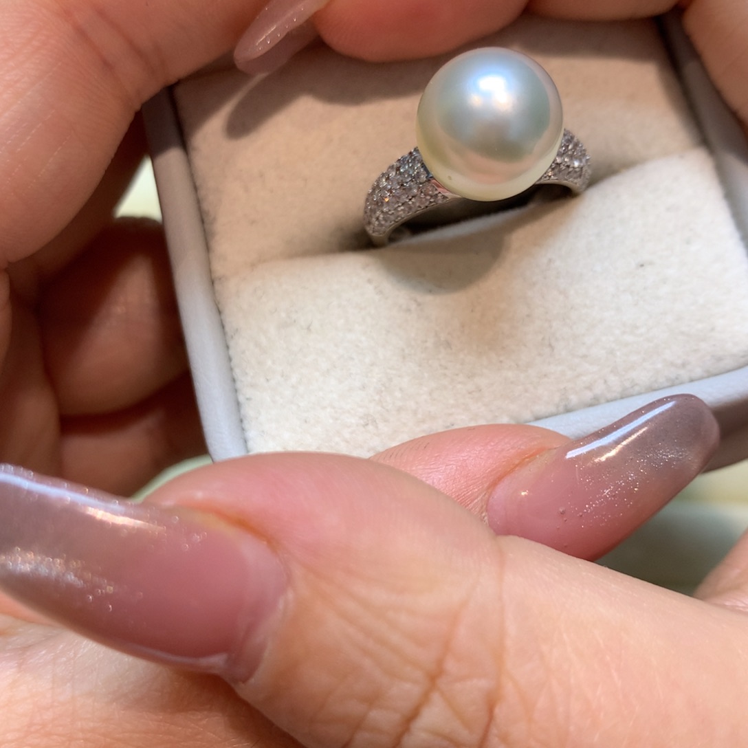 海水珍珠戒指银S925镶嵌