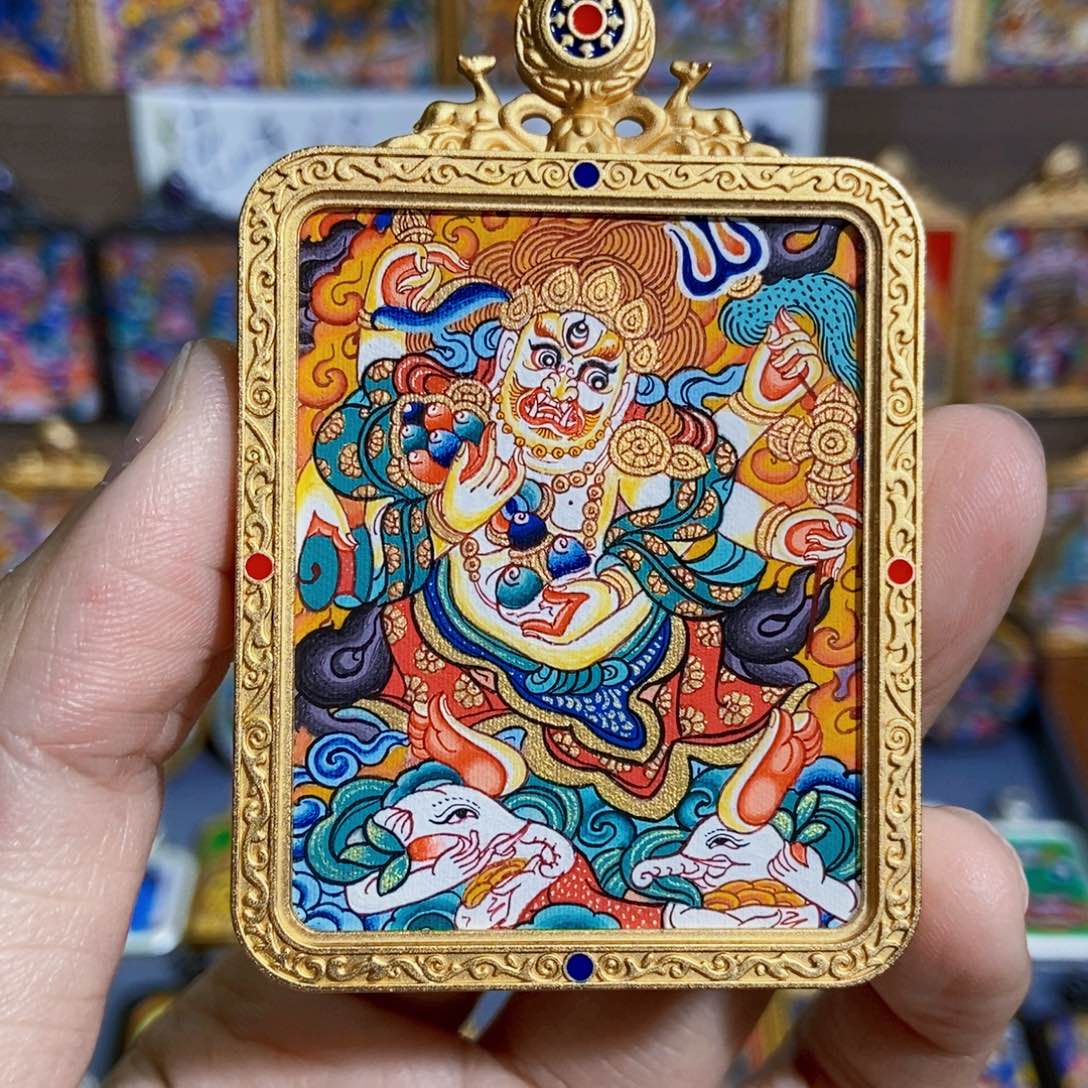 T***d吊坠热贡纯手绘唐卡白六臂