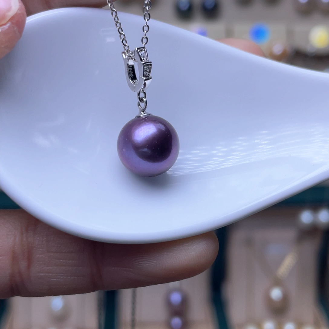 淡水珍珠吊坠银S925镶嵌