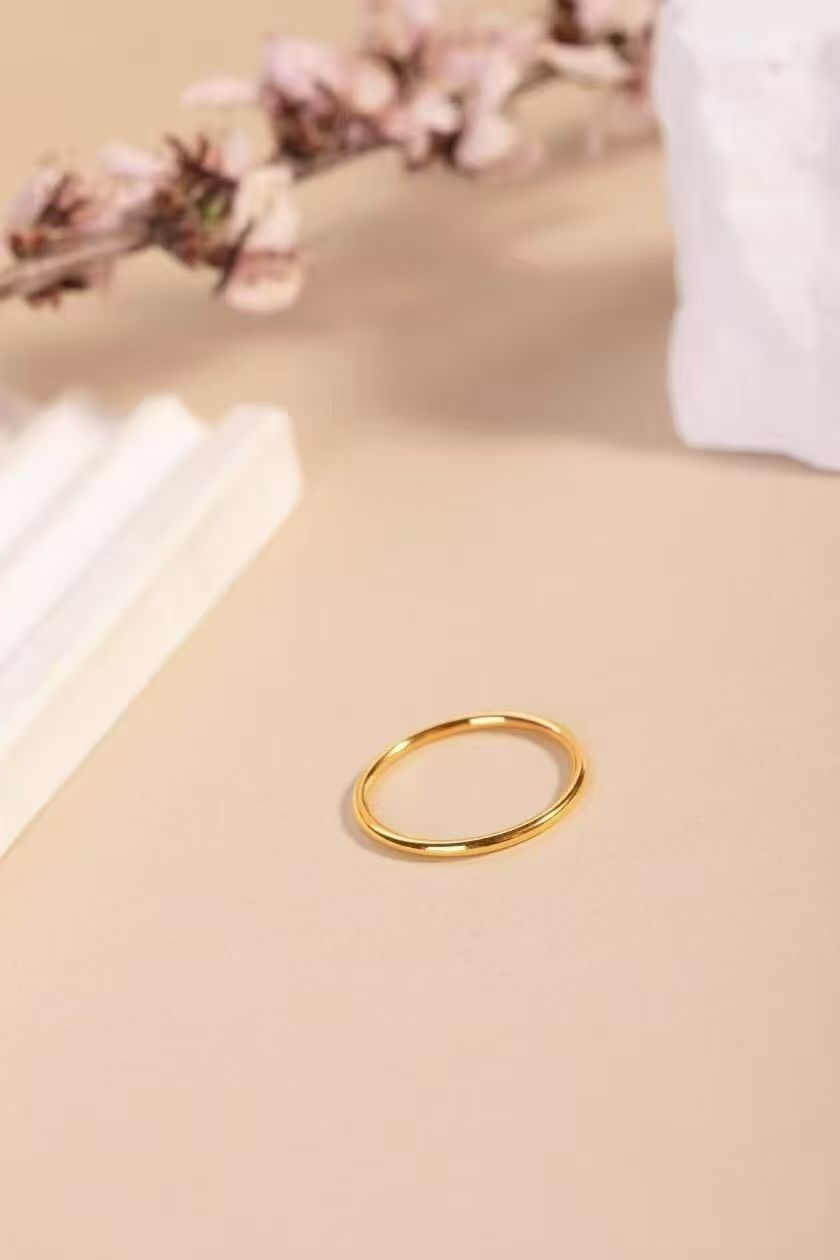 禧樘24k金素圈戒指