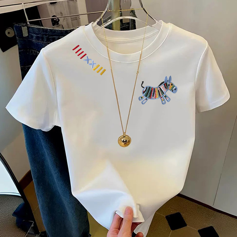 【彩色小马】圆领短袖-潮流时尚男女同款夏季半袖宽松印花修身经典