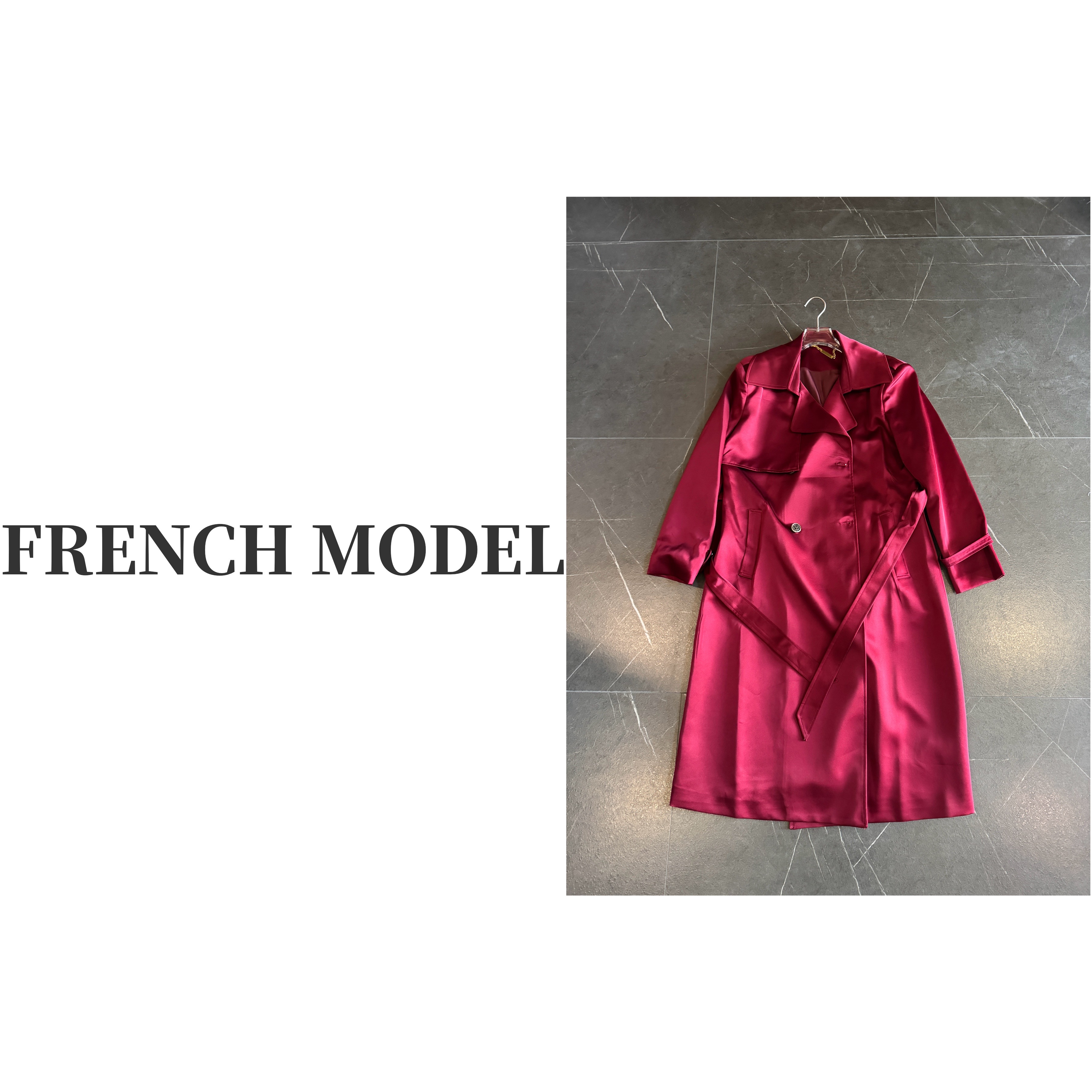 法模FRENCH MODEL . 2025春季双排扣休闲显瘦西装长风衣 40860154