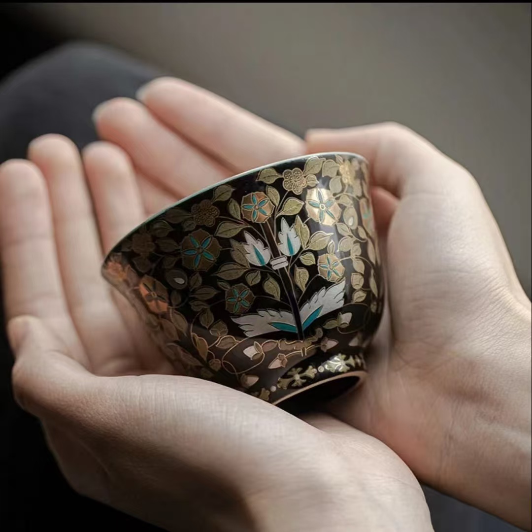 金枝玉叶手绘主人杯鎏银Y54