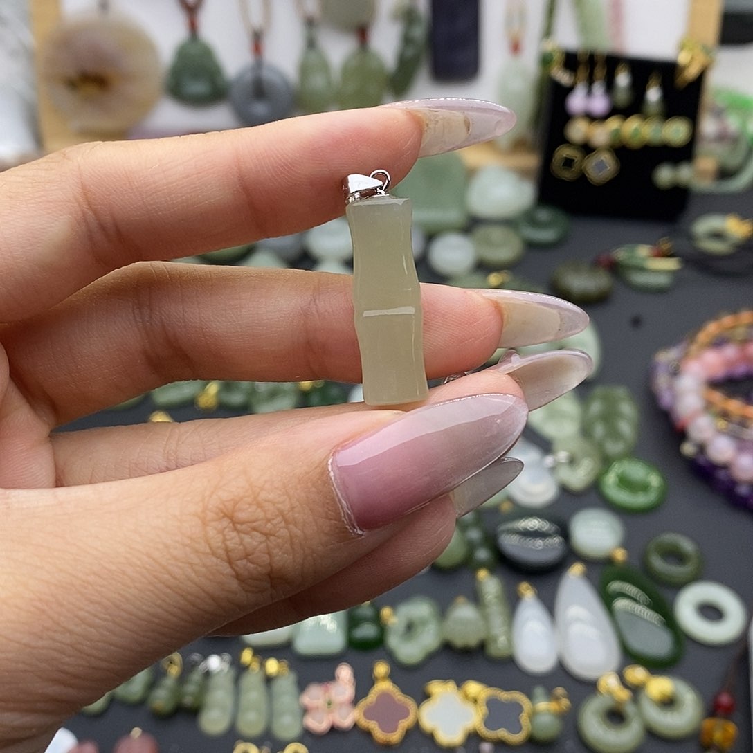 和田玉吊坠(不含链)银S925镶嵌