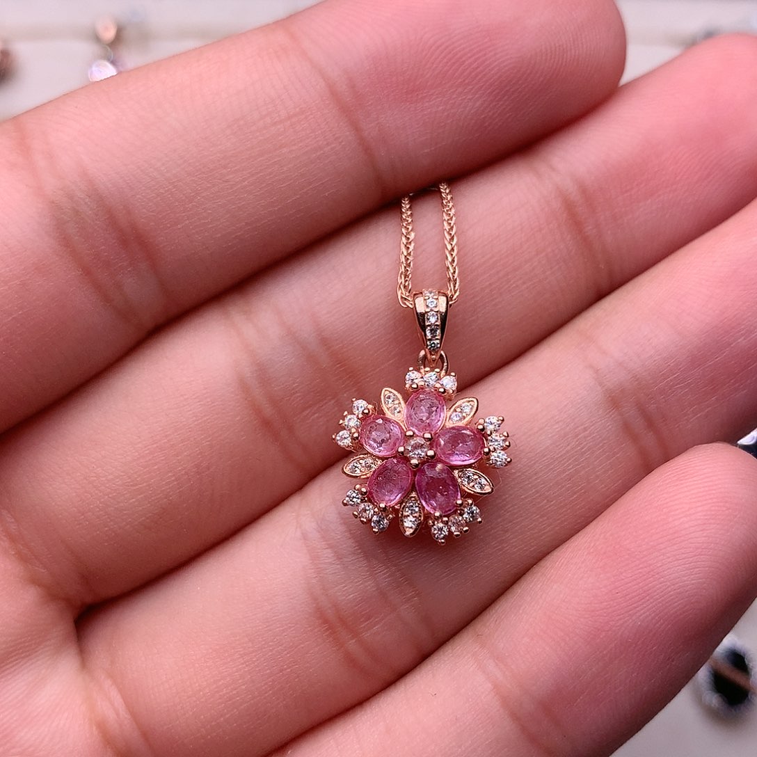 蓝宝石颈饰银S925镶嵌