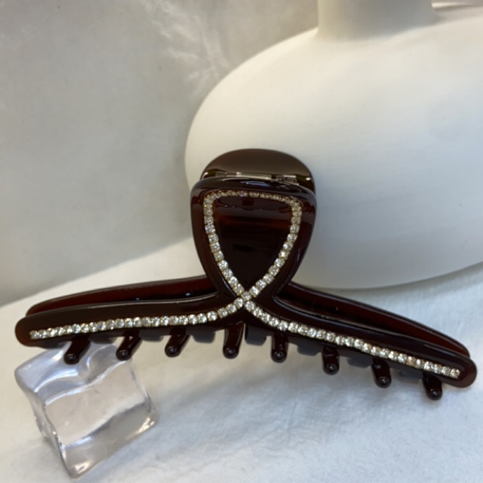 极简风女复古港风抓夹高级感发夹夹子气质发卡黑色时尚欧若智性风