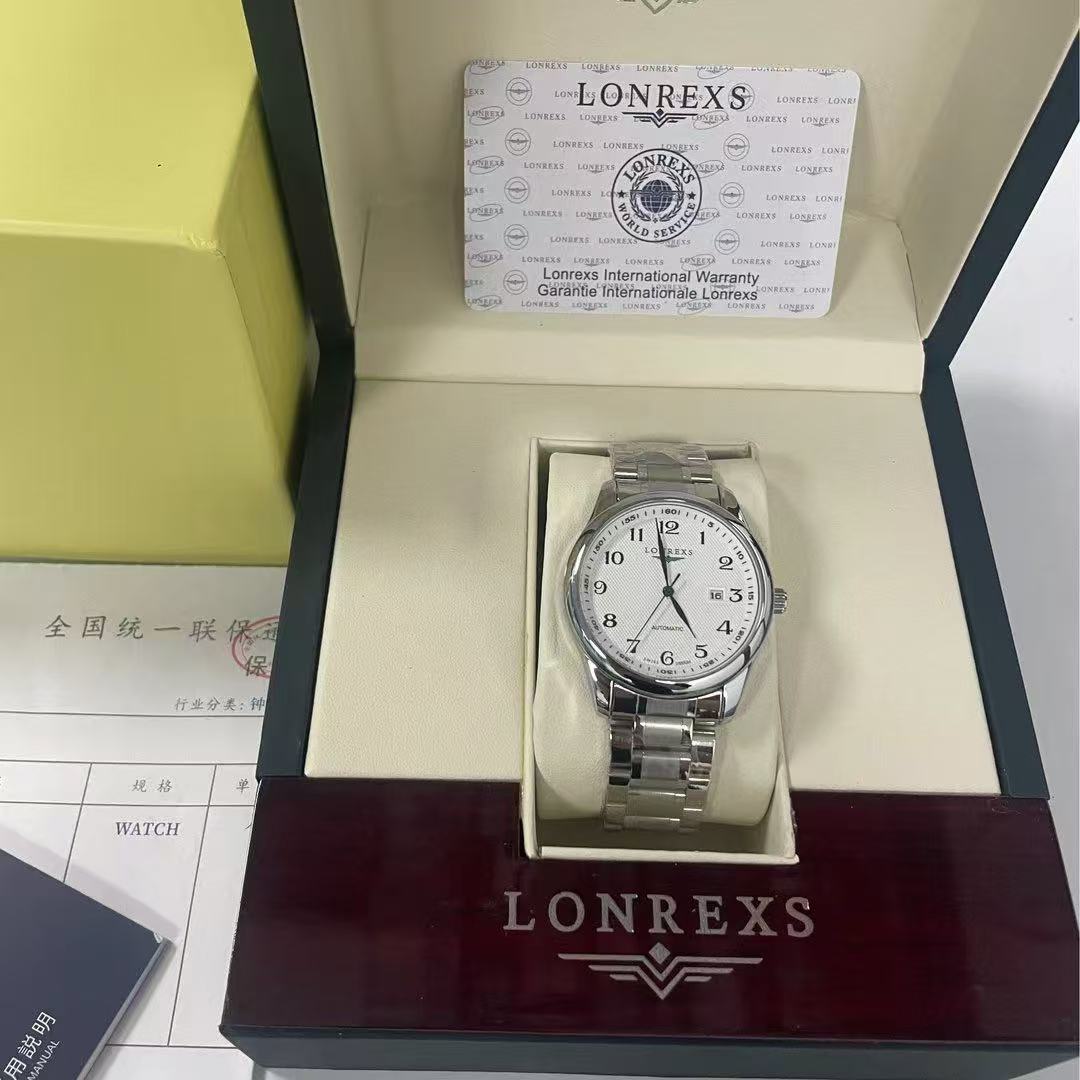 LONREXS/名匠单日历银白/表径42mm/名匠/全自动机械表/