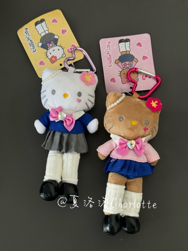 长腿平成kitty包包挂件黑皮可爱平成辣妹包挂饰